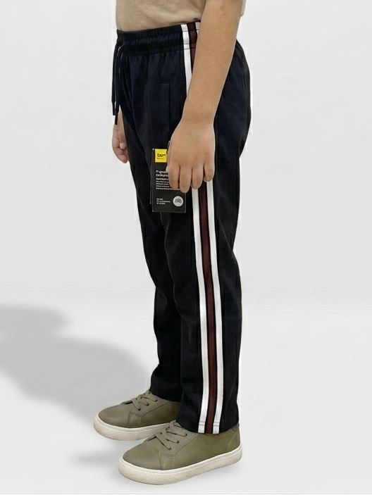 Premium Boys' Black Jersey Striped Trouser