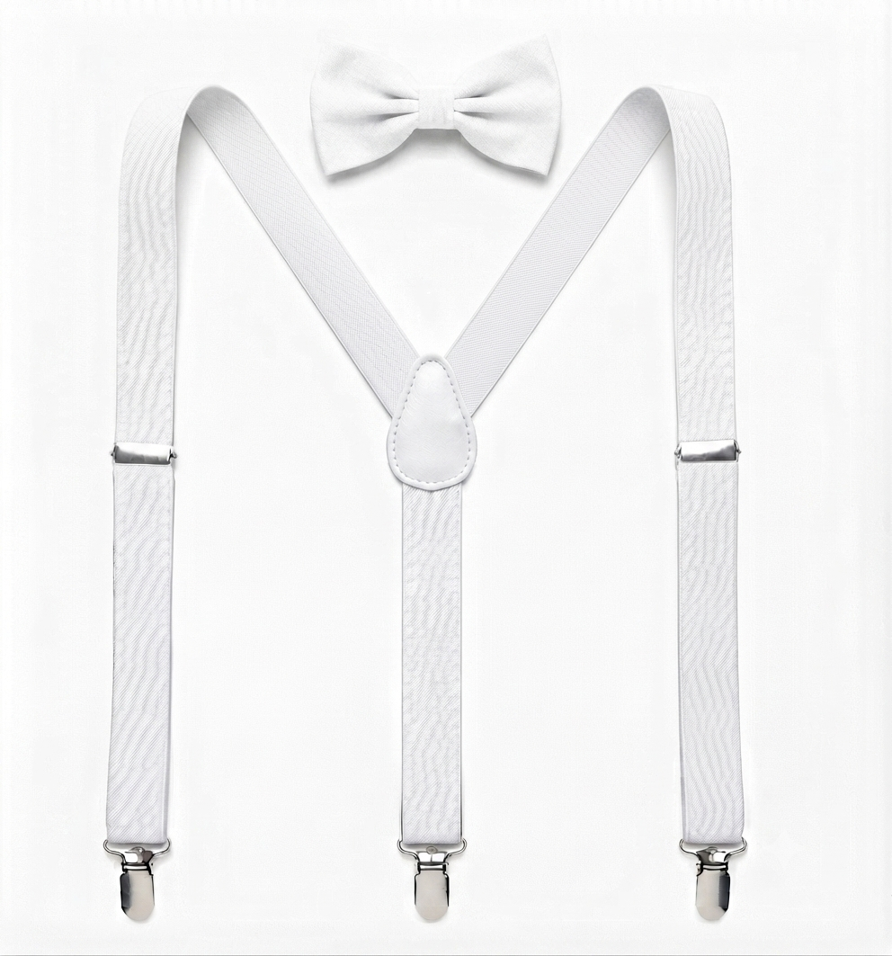Elastic Gallace Suspenders Set With Silk Bow Tie For Boy's