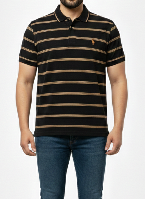 Men’s Smart Casual Striped Polo T-Shirt for All-Day Wear