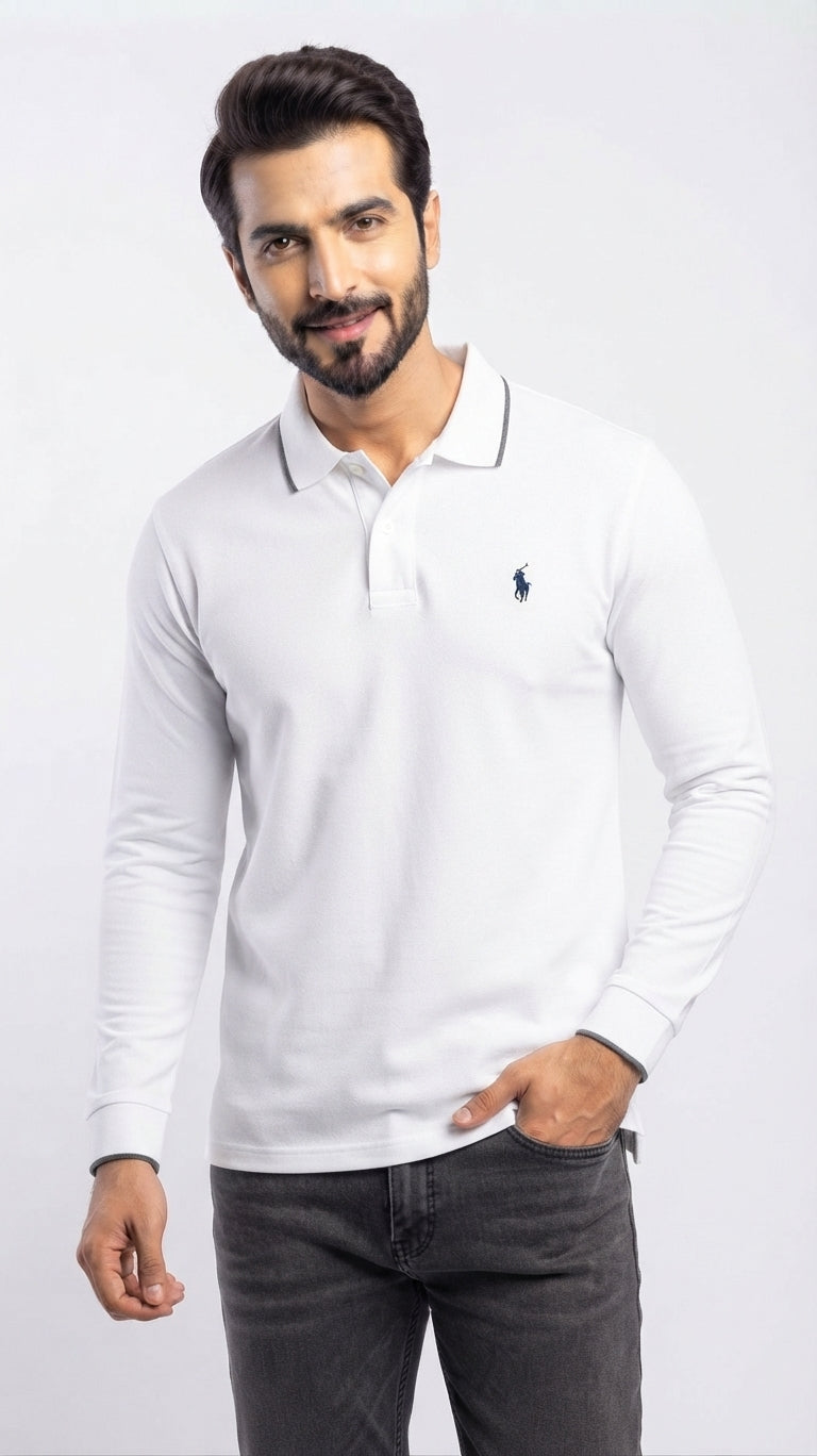 Al Noor Men’s Classic Long Sleeve Polo Tee