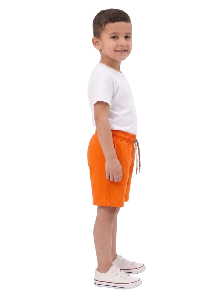 Boys' Vibrant Orange Casual Shorts – Activewear with Drawstring