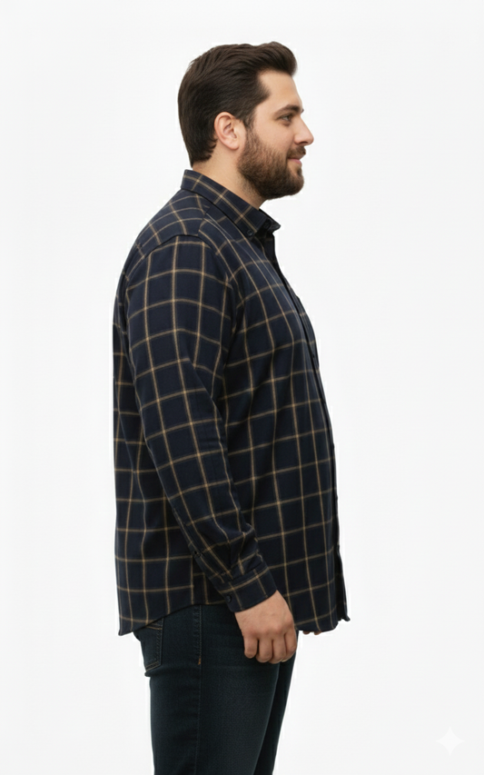 Dark navy blue check shirt