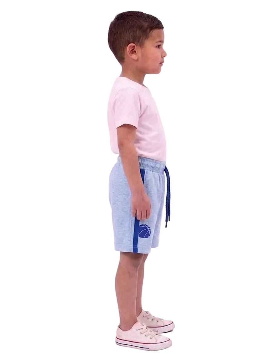 Boys' Light Blue Athletic Shorts – Basketball Graphic Detail