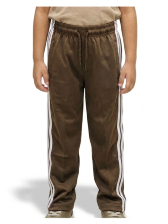 Premium Boys' Brown Jersey Striped Trouser