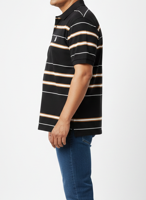 Men’s Smart Casual Polo T-Shirt with Classic Stripes