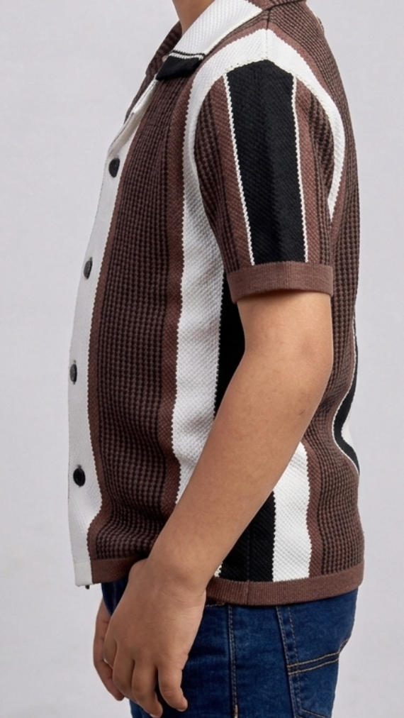 Kids' Premium Knitted Vertical Stripe Polo
