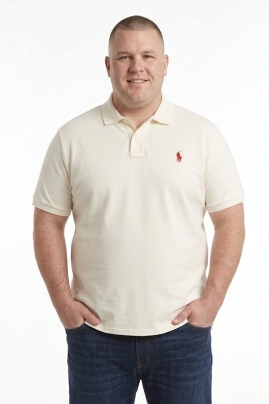 Ralph Lauren Iconic Pique Polo Shirt in Off-White