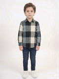 Boys Large Block Plaid Casual Shirt - Multi-Color