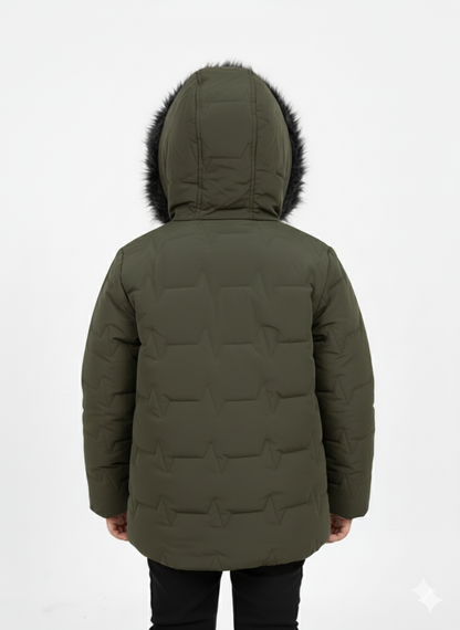 Kids Premium olive Green Puffer Jacket