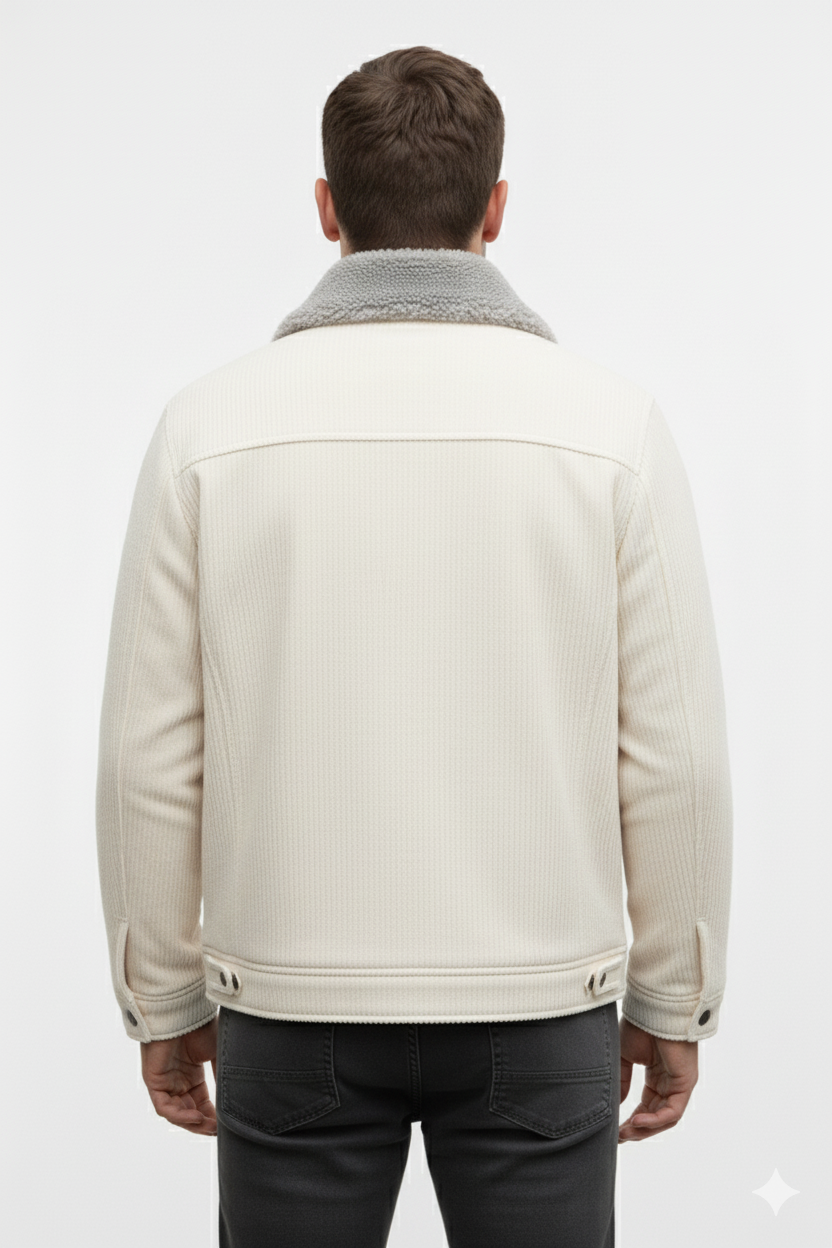 Mens Premium White Jacket with fur collar