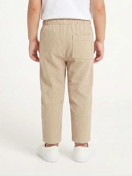 Beige Geometric Print Cotton Trousers – Casual Fit