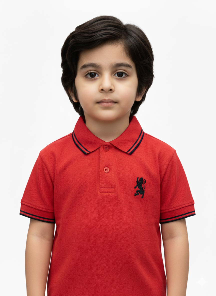 Boys Giordano Red Polo