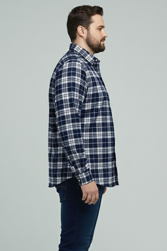 White & Blue Stylish Check shirt