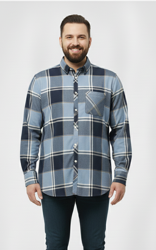 2xl Mid Blue Check shirts