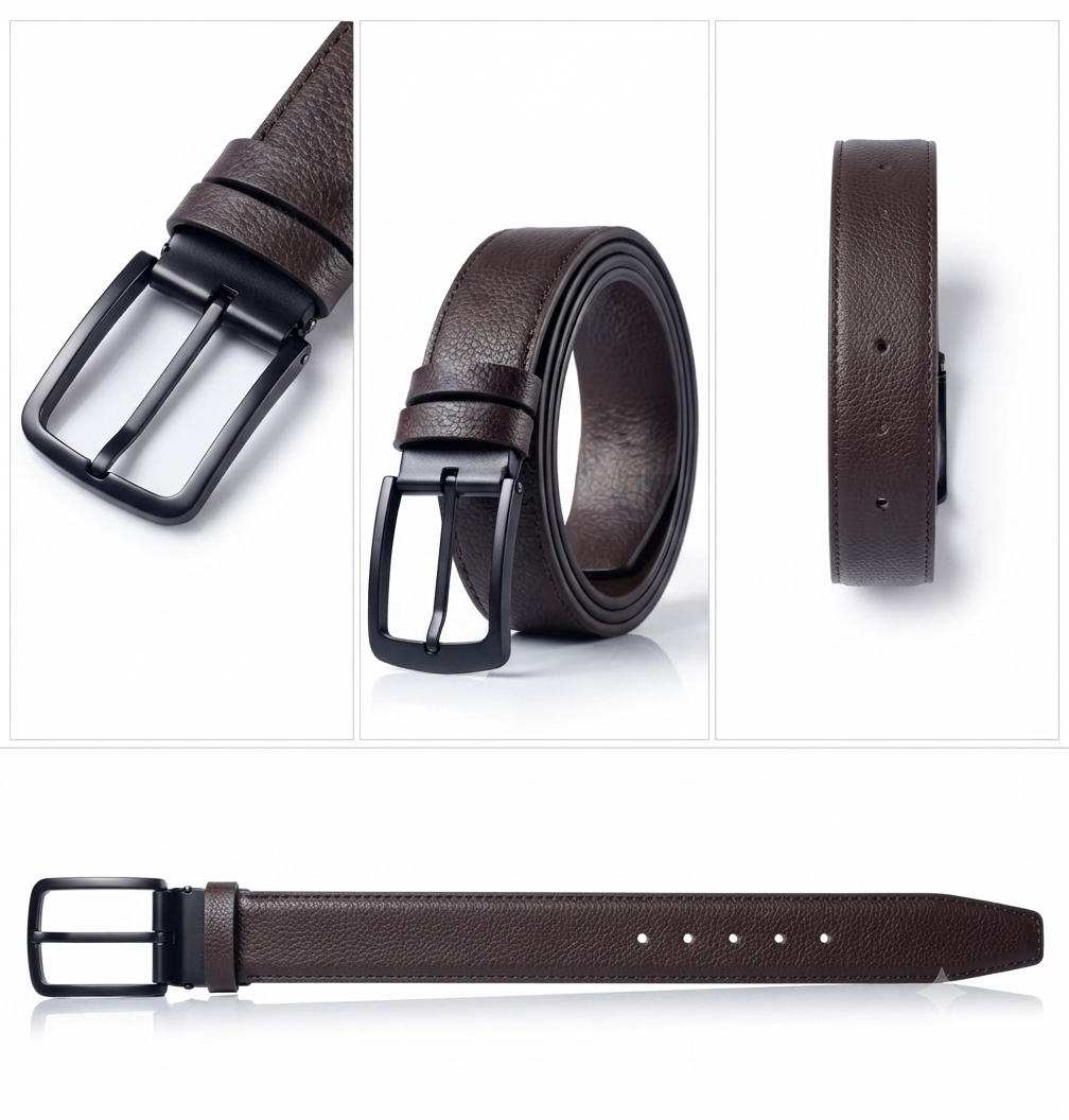 Men's Classic Brown & Black Reversible Leather Belt