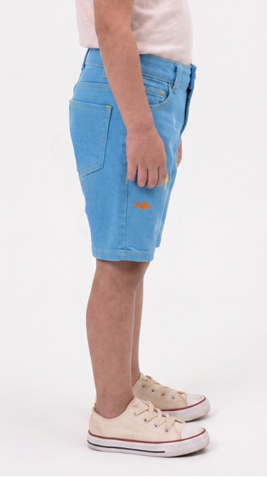 Kids' Fun Shark-Embroidered Denim Shorts