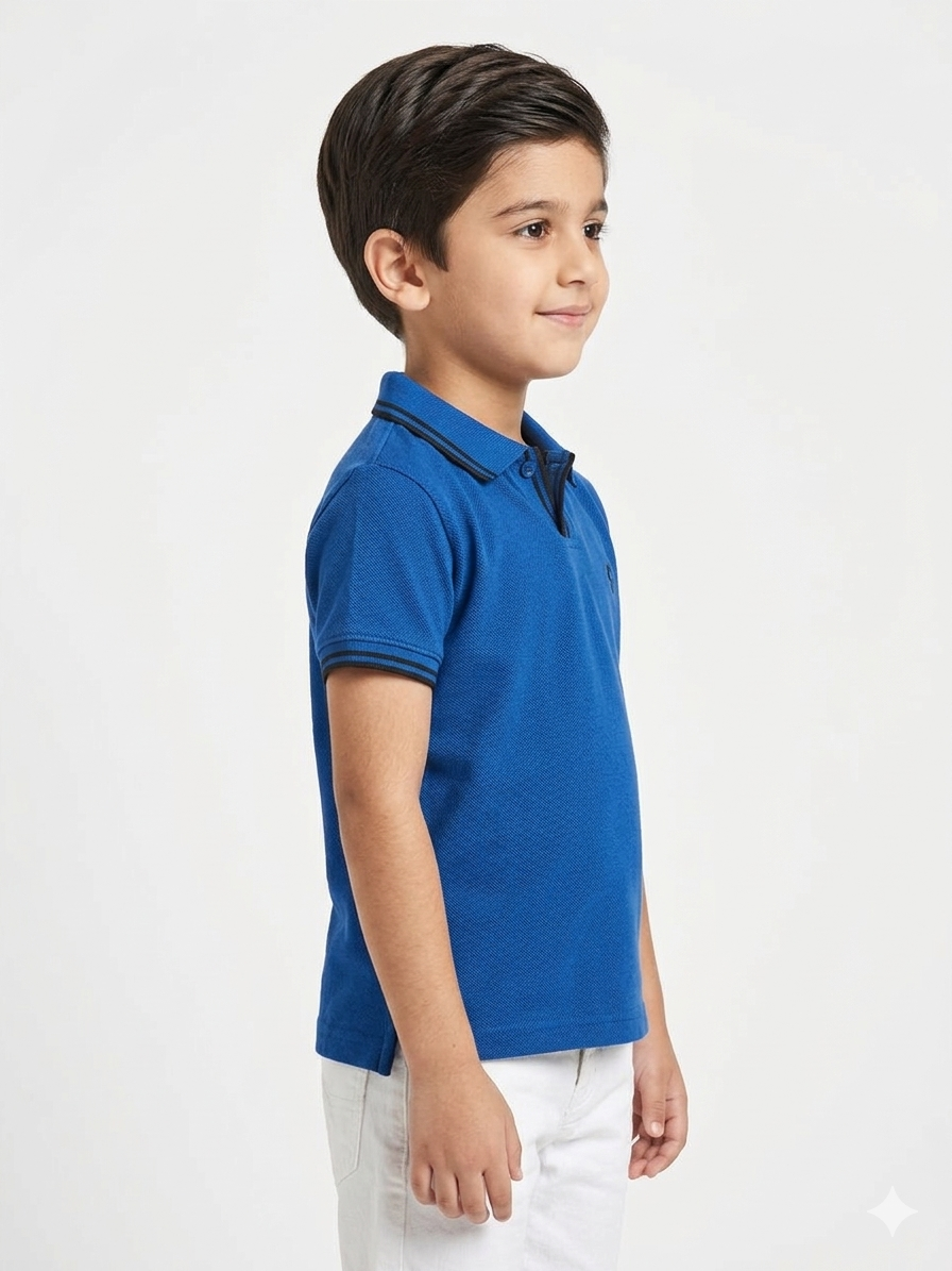 Boys' Signature Johny Collar Polo – Premium Open V-Neck