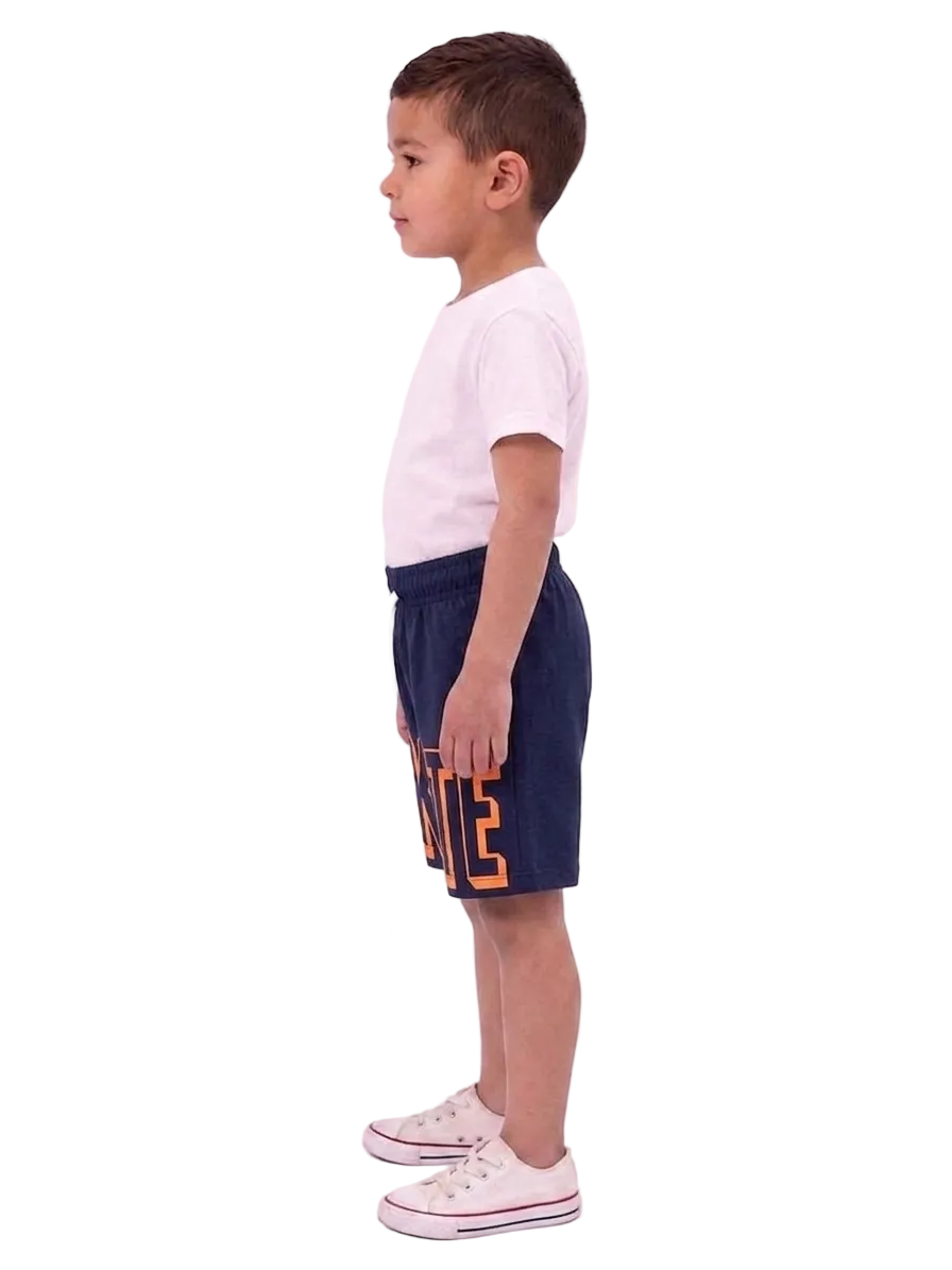Boys' Navy Blue Casual Shorts – Bold "SKATE" Graphic Print