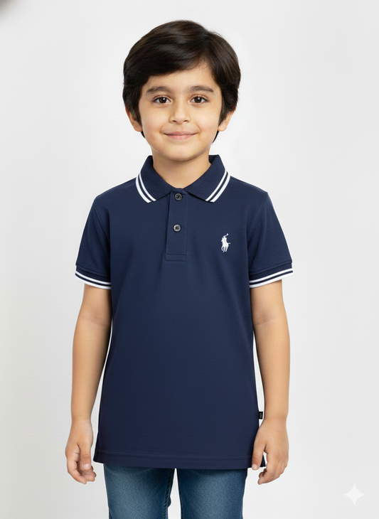 Kids Comfortable Navy Blue Polo T shirts