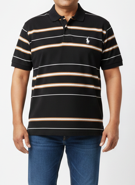 Men’s Smart Casual Polo T-Shirt with Classic Stripes