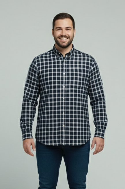 Comfortable Micro Check Shirts Big Size
