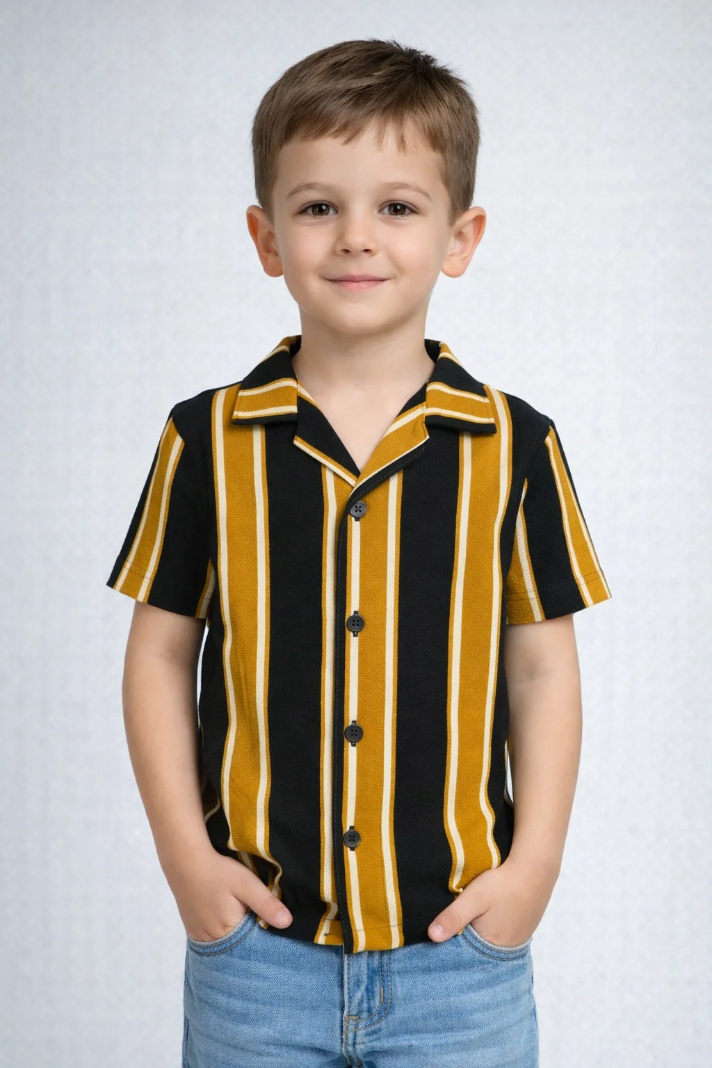 Kids Smart Stripe Collared Half sleeve Shirt (SEA GREEN BLUE)