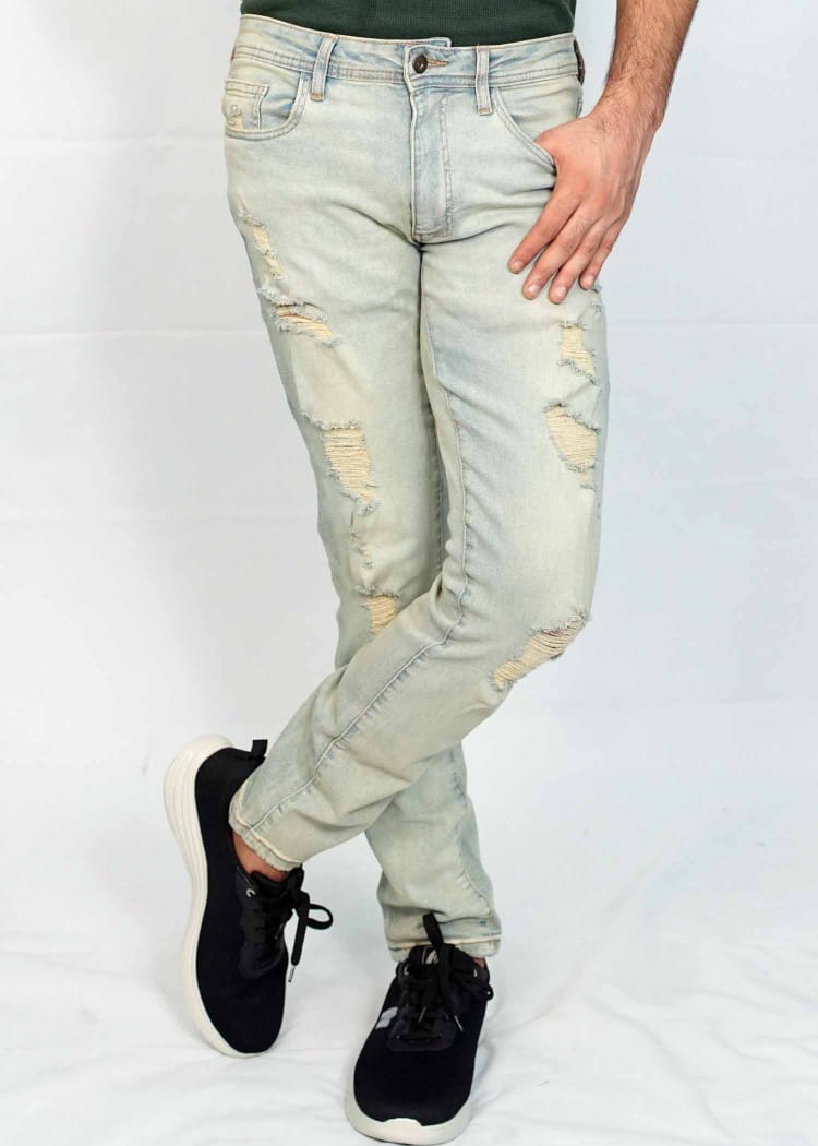 Ice Blue Ripped Premium Denim