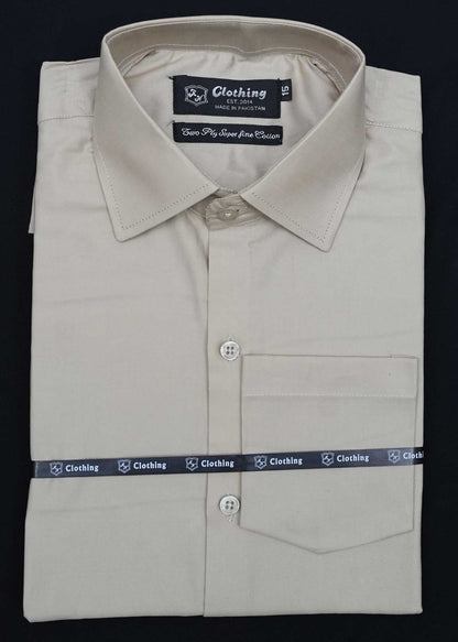 Beige Plain Formal Shirts
