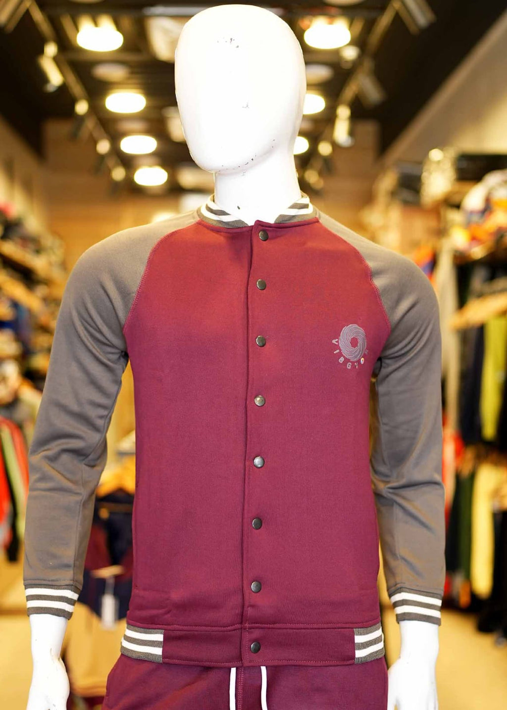Grey & Maroon Men's Track suits