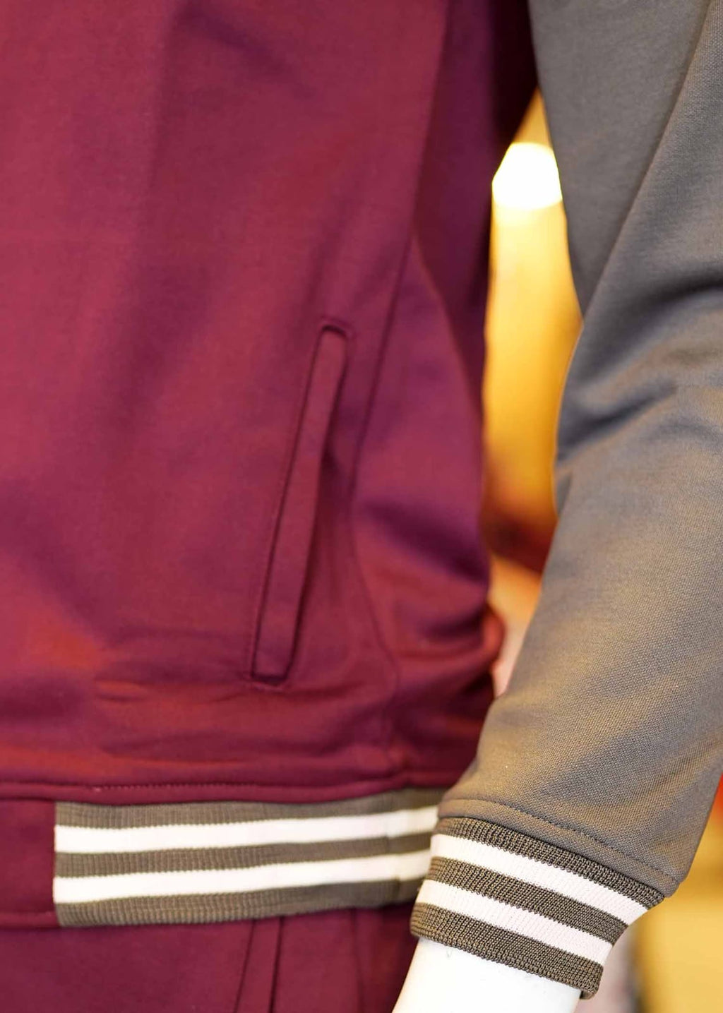 Grey & Maroon Men's Track suits