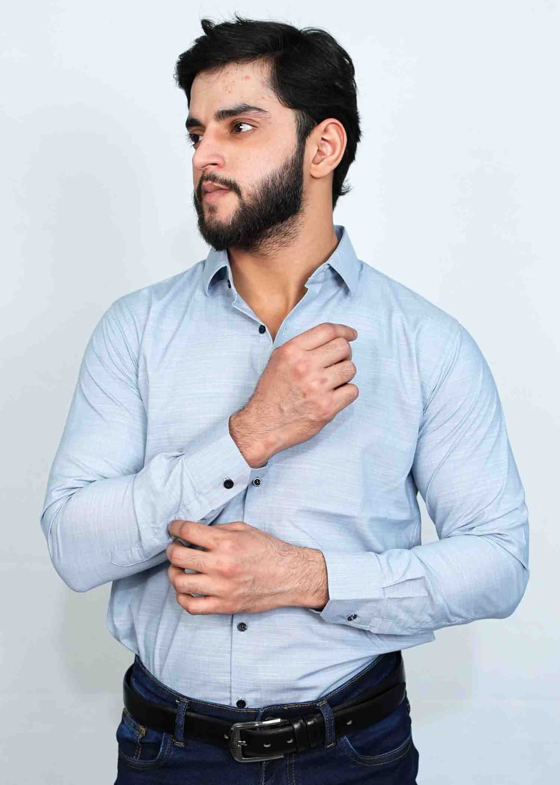  Sky Blue Casual Plan Shirts - Al Noor Clothing