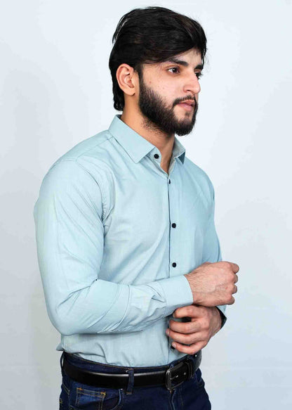  Sky Blue Casual Plan Shirts - Al Noor Clothing