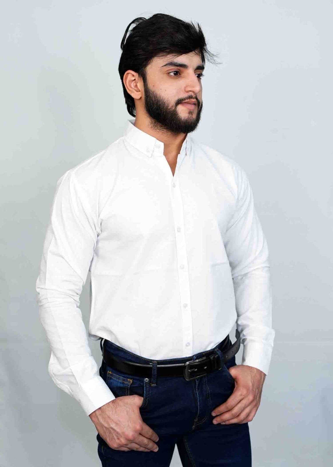 Premium Casual white Button down Shirt
