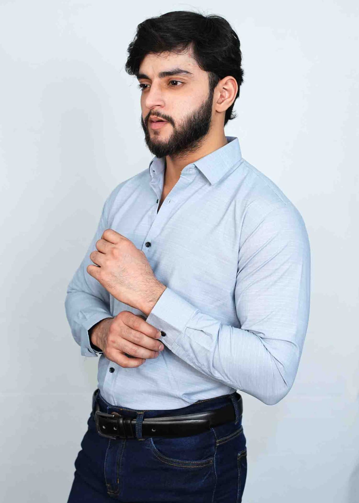  Sky Blue Casual Plan Shirts - Al Noor Clothing
