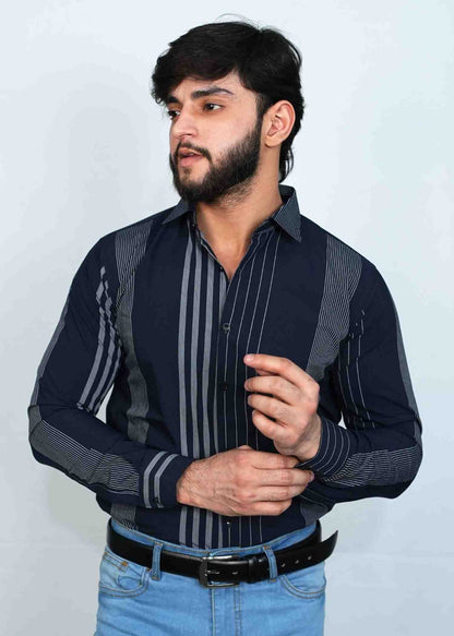 Trendy Navy Bold Stripers Shirt