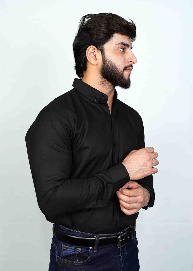 Black Casual Button Down Shirt