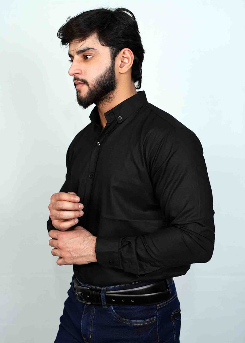 Black Casual Button Down Shirt