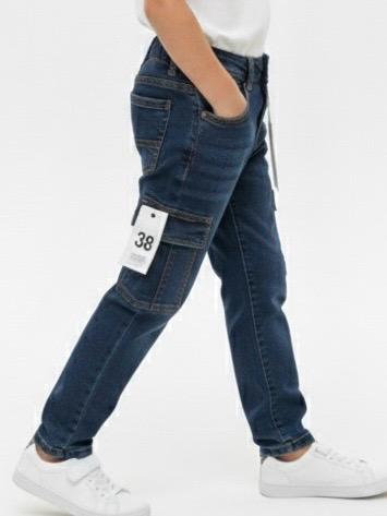 Boys dark blue denim cargo