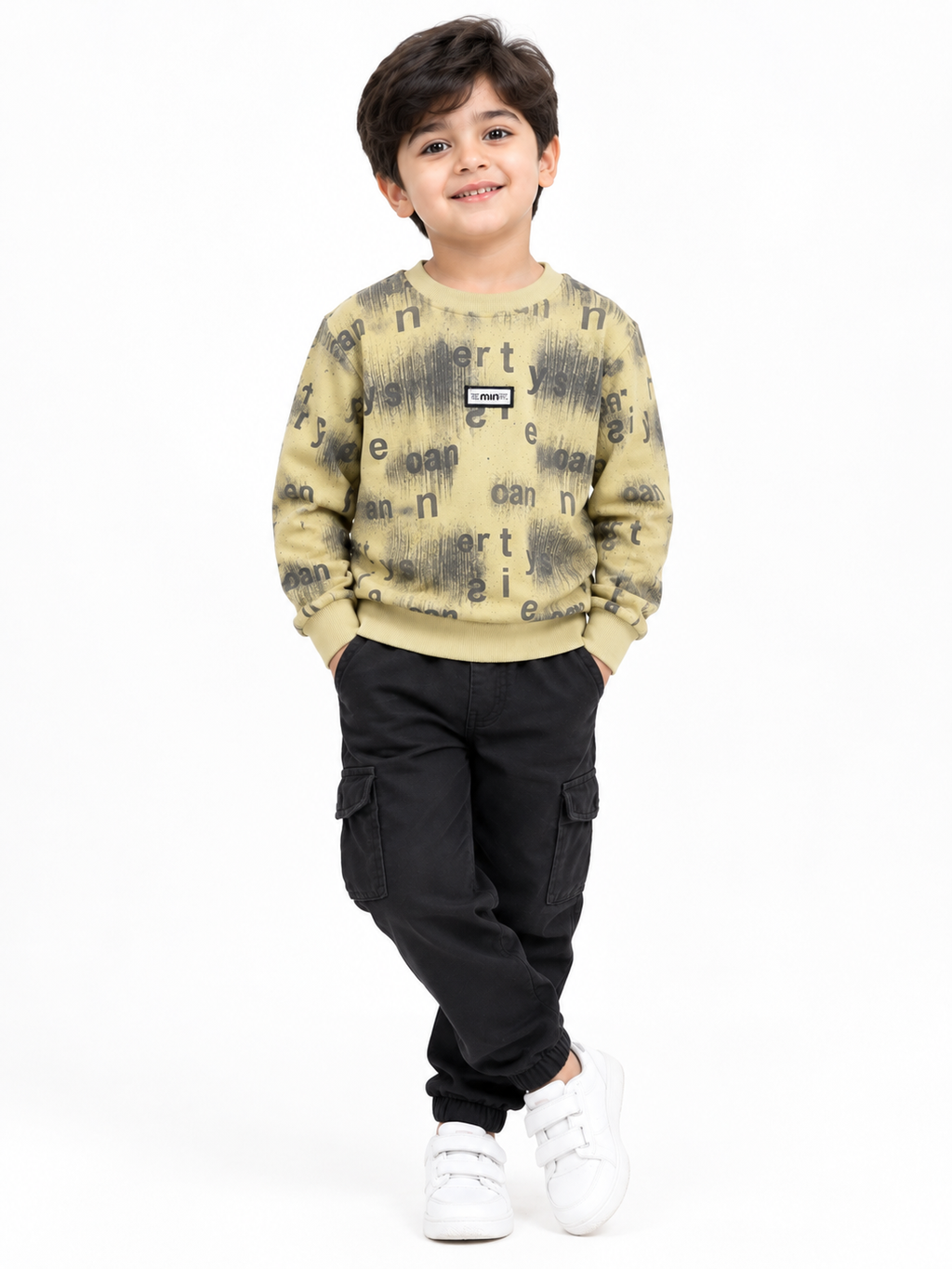 Kids premium printed beige sweat shirt