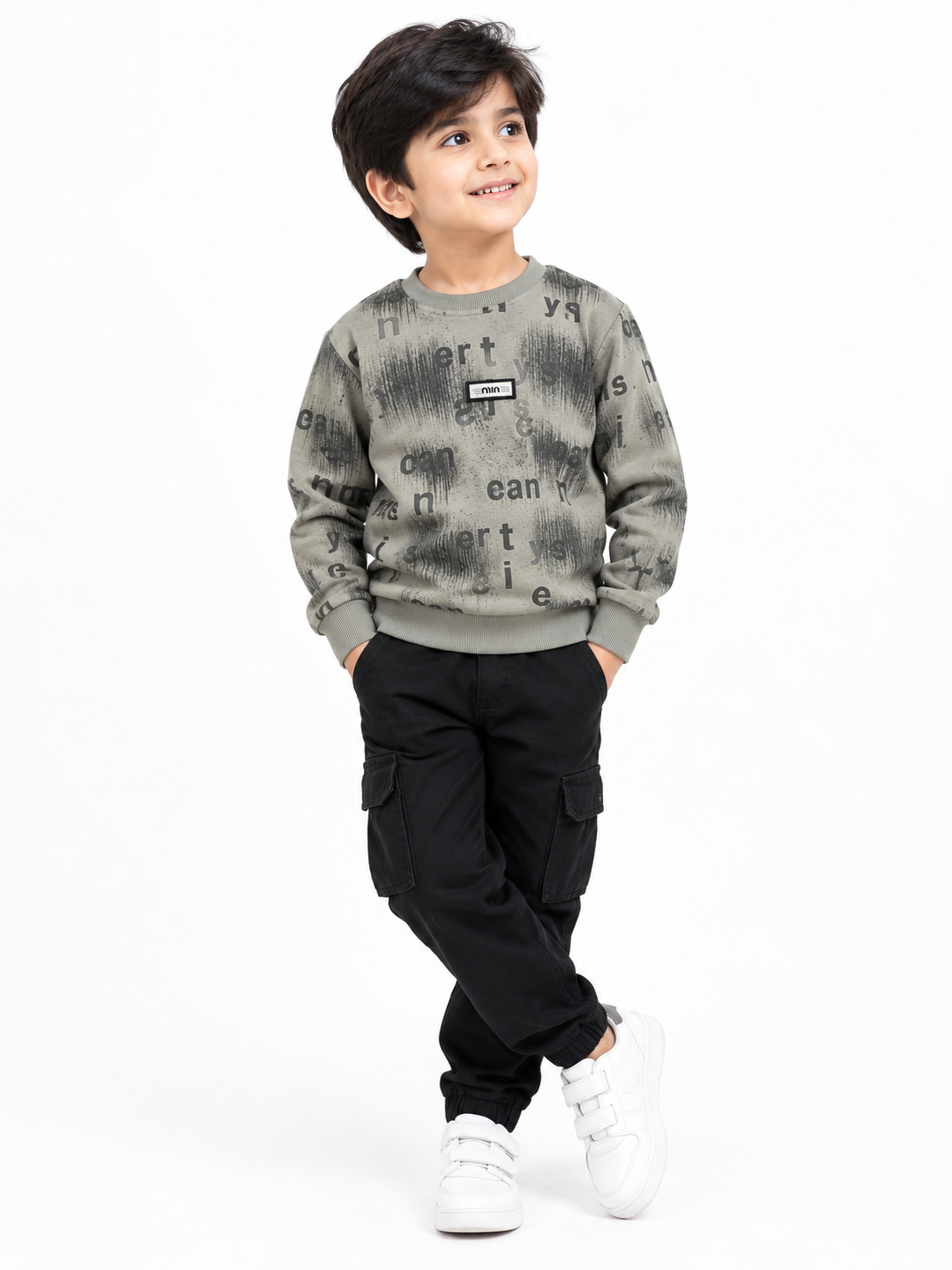Kids premium printed beige sweat shirt