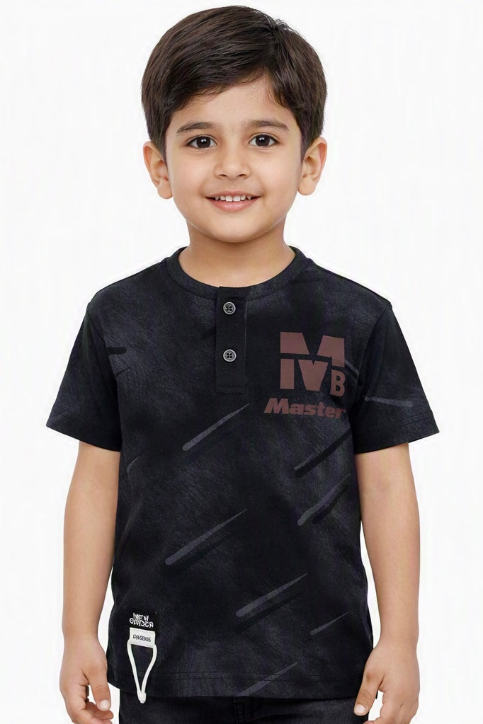 Boys' Casual Graphic Henley T-Shirt