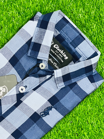Classy Blue & white Boys Check shirt