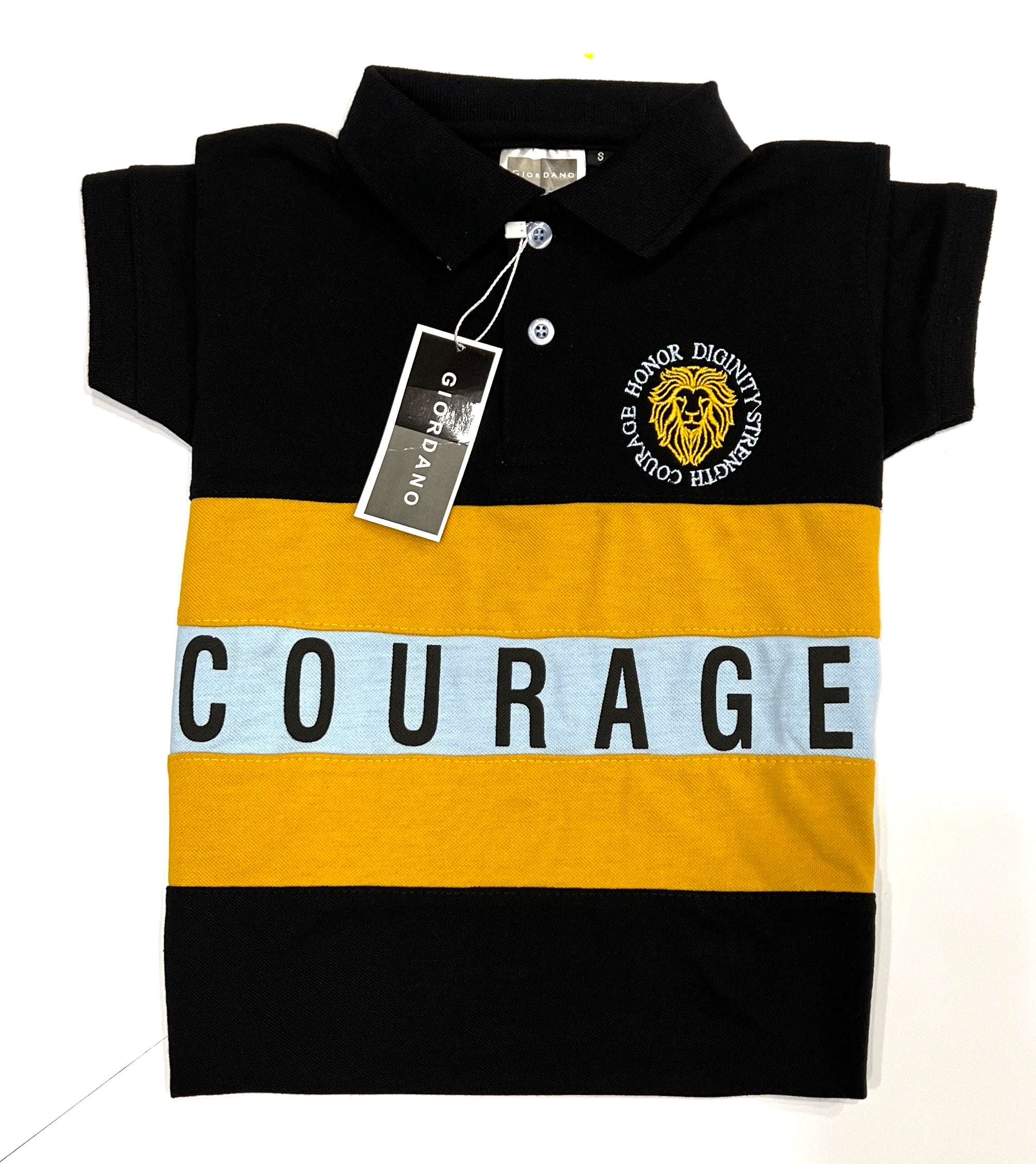 Kids Stylish Black & Mustard Polo