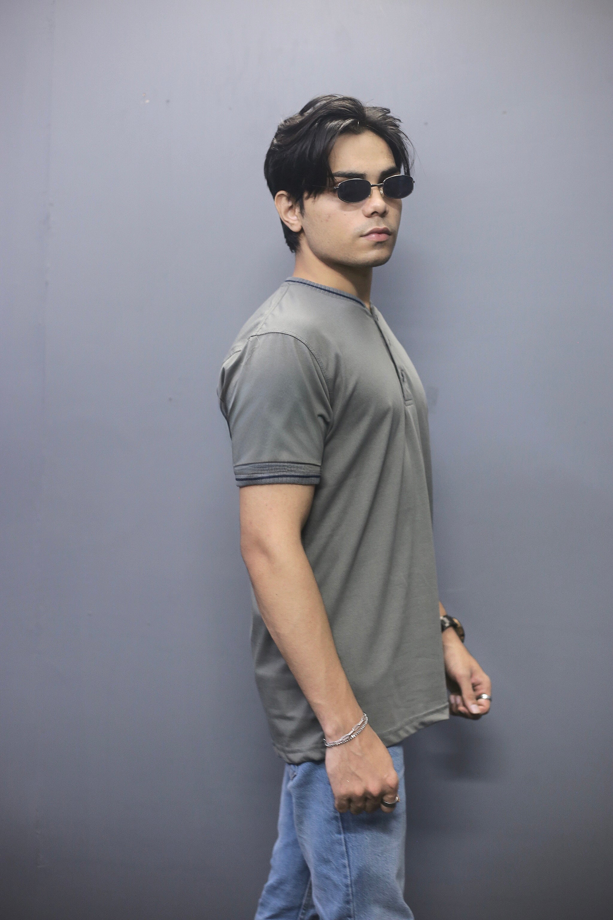  Henley Neck Grey Stylish T shirts