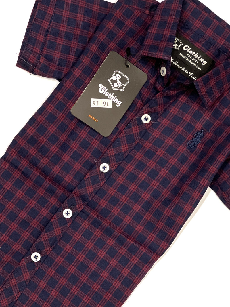 Boy's Half Sleeves Check Shirt