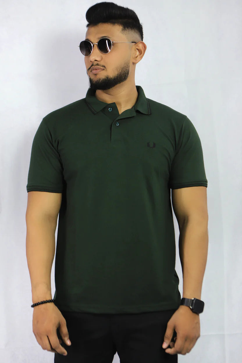 Casual Athletic-Fit Tipped Collar Polo Shirt