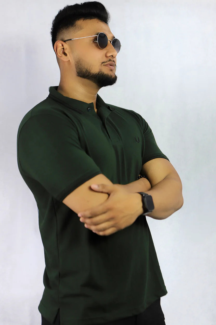 Casual Athletic-Fit Tipped Collar Polo Shirt