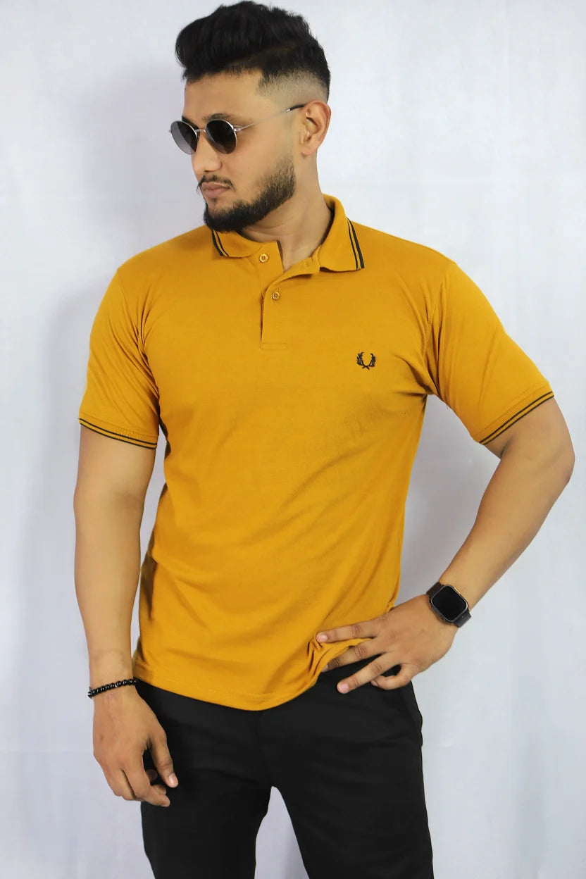 Casual Athletic-Fit Tipped Collar Polo Shirt
