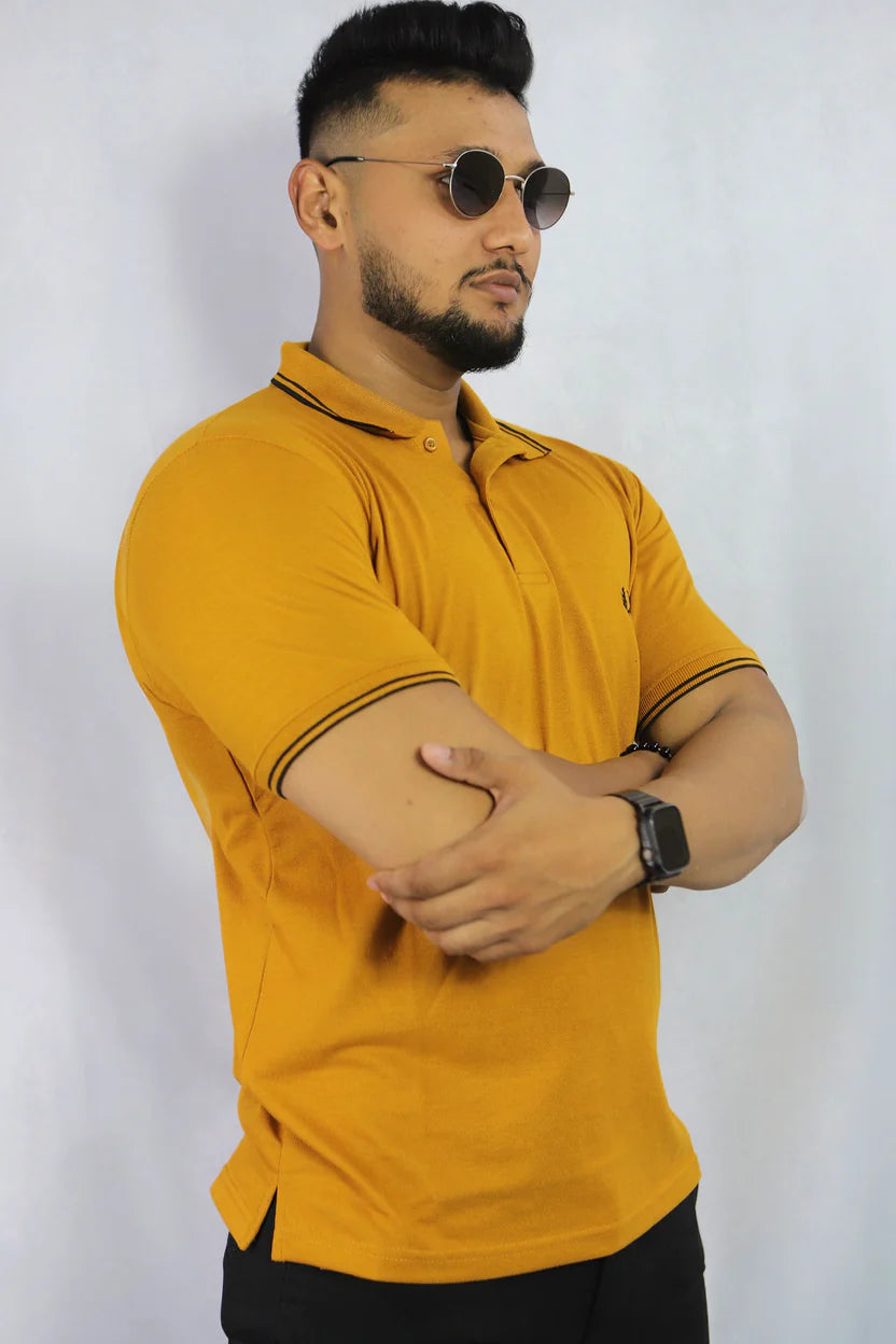 Casual Athletic-Fit Tipped Collar Polo Shirt