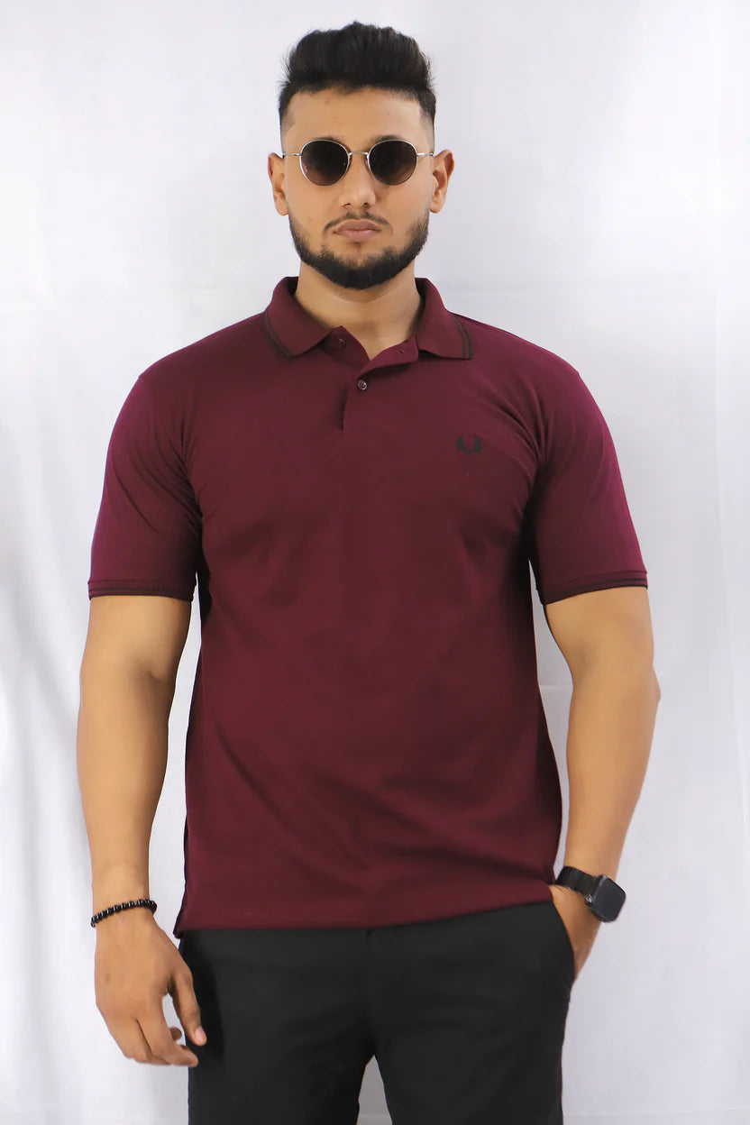 Casual Athletic-Fit Tipped Collar Polo Shirt